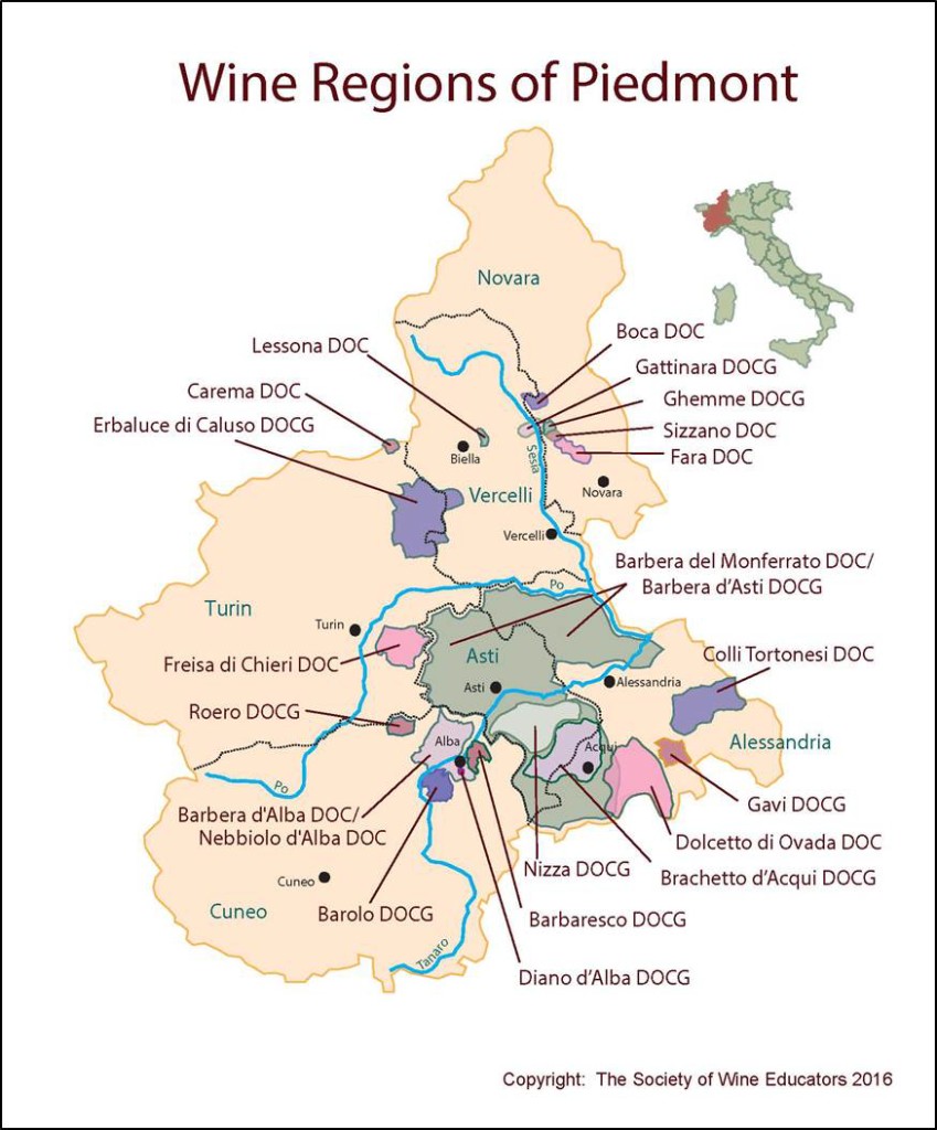 Piedmont – Italy – SWE Map 2017 – Wine, Wit, and Wisdom