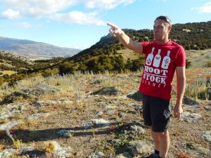 Rudi Bauer pointing out different subregions around Lake Dunstan