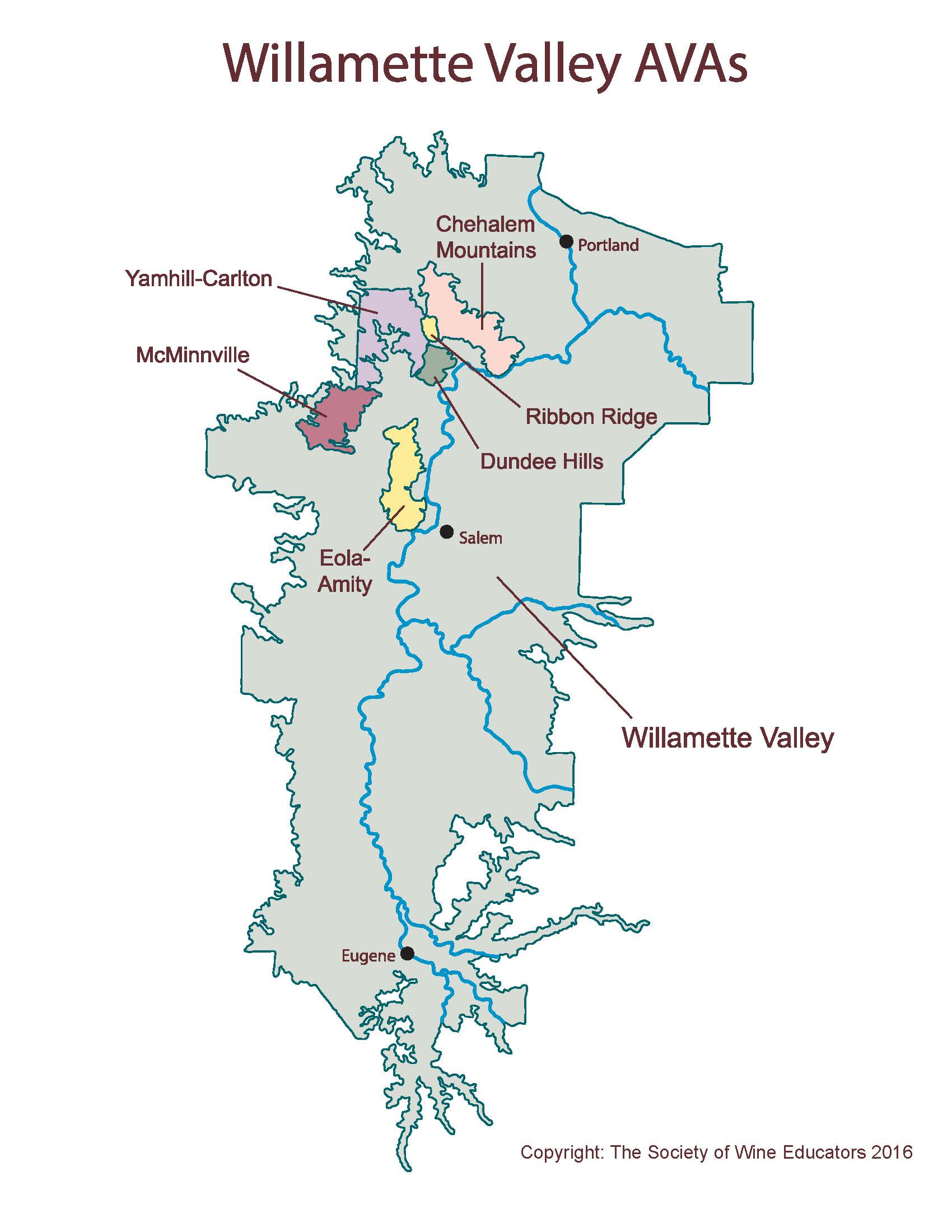 Printable Willamette Valley Winery Map - Printable Word Searches